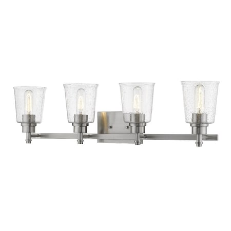 Z-Lite Bohin 4 Light Vanity, Brushed Nickel And Clear Seedy 464-4V-BN